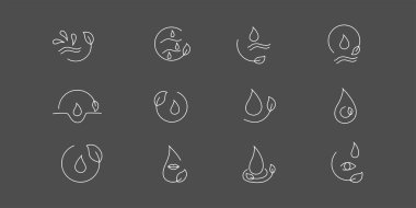 Yüz güzelliği ürününü canlandırmak ve sulandırmak için nem ve beslenme ikonu. Düzenlenebilir felç. Kara karatahta arkaplanda ambalaj tasarımı için vektör stoku illüstrasyonu izole edildi.