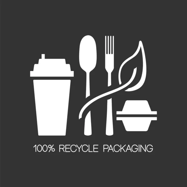 Fast Food Take Away Eco Packaging Symbol Restaurant Cafe Bistro — Stockvector