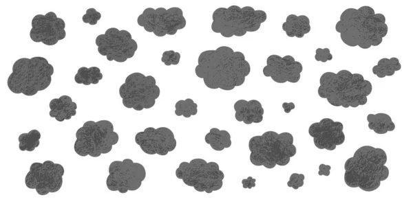 Hand Draw Clouds Set Vector Stock Doodle Illustration Isolated White — 图库矢量图片