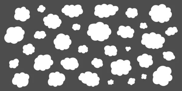 Hand Draw Clouds Set Vector Stock Doodle Illustration Isolated Black — Stock Vector