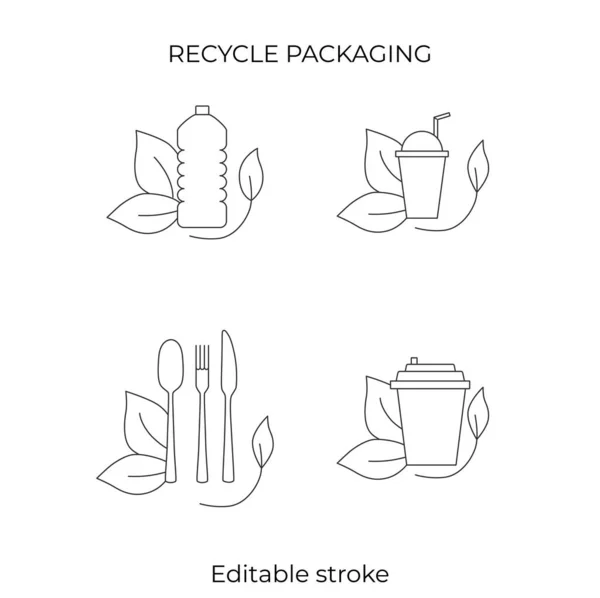 Fast Food Take Away Eco Packaging Symbol Restaurant Cafe Bistro — Stockvektor