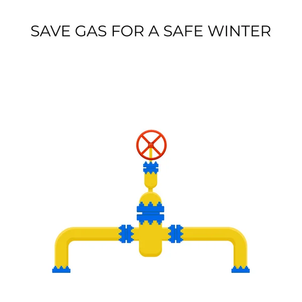 Gas Pipeline Construction Background Text Gas Safe Winter Vector Stock — Stock vektor