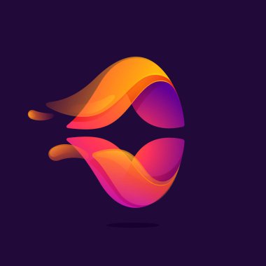 Dalgalar ve sıçramalarla soyut küre logosu. Modern Yin Yang sembolü. Parlak amblem, parlak kimlik, yaratıcı tişörtler ve uygulama ürünleri için vektör tasarım şablonu ögeleri.