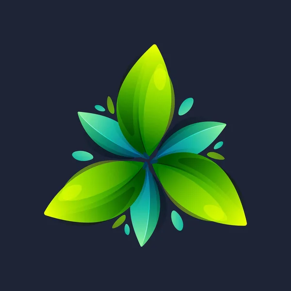 Экологически Чистые Зеленые Листья Звезды Логотип Листва Треугольнике Значок Вашей — стоковый вектор