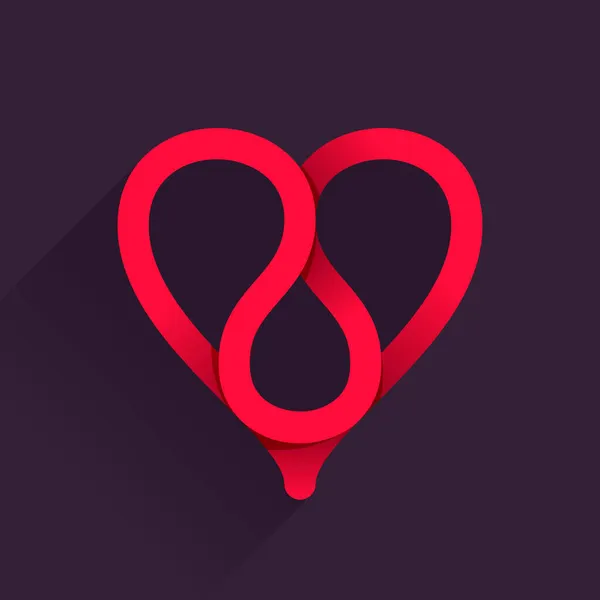 Symbol Wektora Serca Walentynki Czerwoną Wstążką Ikona Medyczna Wykonana Linii — Wektor stockowy