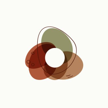 Boho logosu. Suluboya ikon sıçratır. Düz geometrik şekiller ve İskandinav tarzı çizgiler. Tarafsız yaratıcı minimalist sıçramalar.
