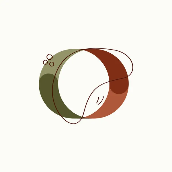 Boho Style Circle Logo Abstract Overlapping Green Brown Colored Shapes — Stock Vector