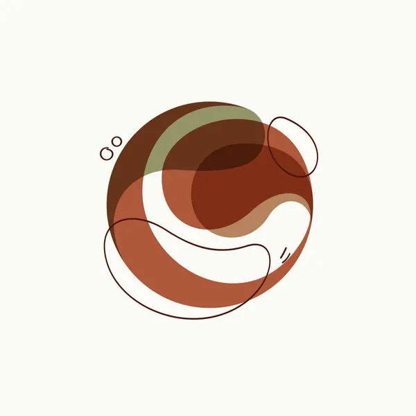 Логотип Сферы Бохо Абстрагирующиеся Зеленые Коричневые Цвета Линии Точки Ручная — стоковый вектор