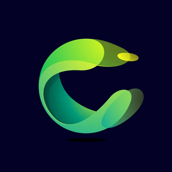Logo Eco Círculo Verde Deja Icono Esfera Estilo Acuarela Perfecto — Vector de stock