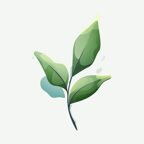 Branche Aux Feuilles Vertes Dans Style Aquarelle Vectoriel Clair Elément — Image vectorielle