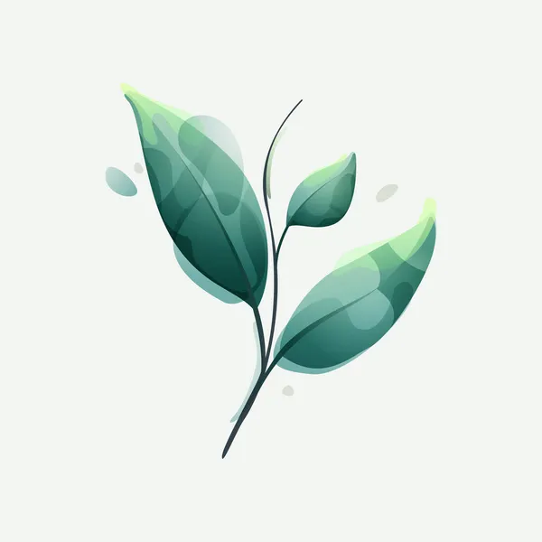 クリアベクトル水彩スタイルで緑の葉で枝 豪華なエンブレム 植物のアイデンティティ 生態系プロジェクト 結婚式の招待状のためのデザイン要素 — ストックベクタ