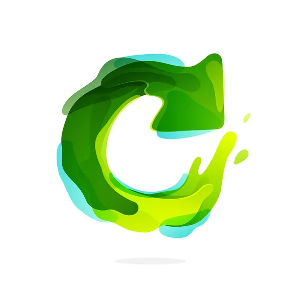 Recycling Symbol Made Green Splashes Vector Watercolor Style Emblem Your — стоковый вектор