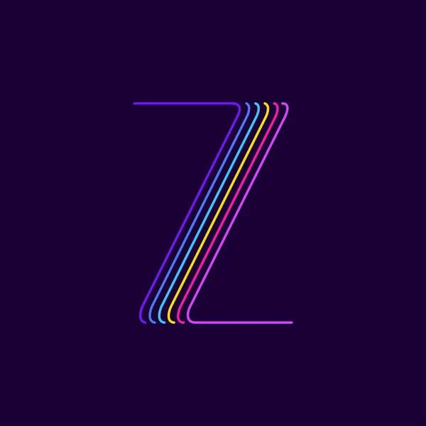 Letter Logo Neon Licht Stijl Zes Dunne Lijnen Gekleurd Lettertype — Stockvector