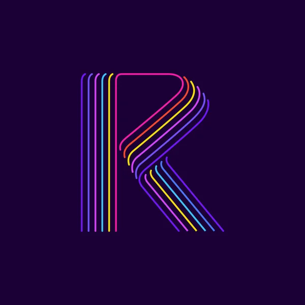 Λογότυπο Γράμμα Neon Φως Στυλ Έξι Λεπτές Γραμμές Χρωματιστές Γραμματοσειρές — Διανυσματικό Αρχείο