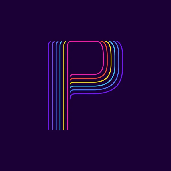 Λογότυπο Γράμμα Neon Light Στυλ Έξι Λεπτές Γραμμές Χρωματιστές Γραμματοσειρές — Διανυσματικό Αρχείο