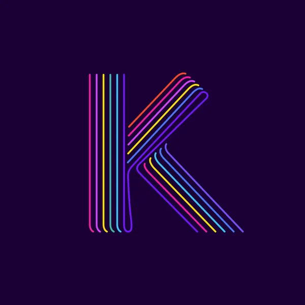 Bokstäver Logotyp Neonljus Stil Sex Tunna Linjer Färgade Teckensnitt Perfekt — Stock vektor