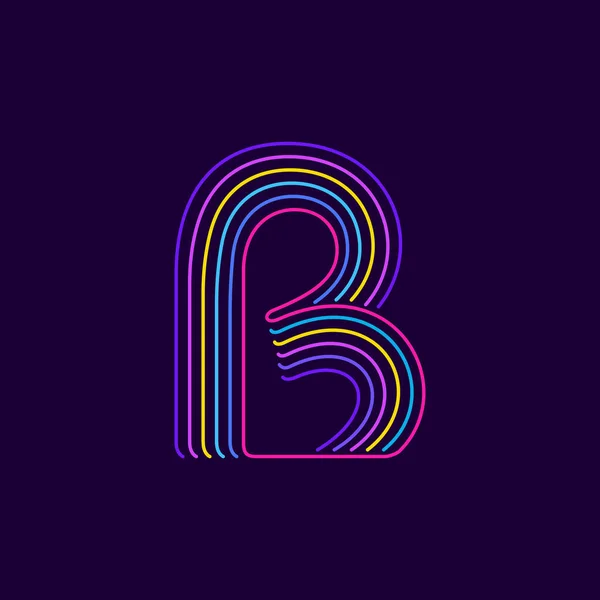 Letter Logo Neon Light Style Six Thin Lines Colored Font — Stock vektor