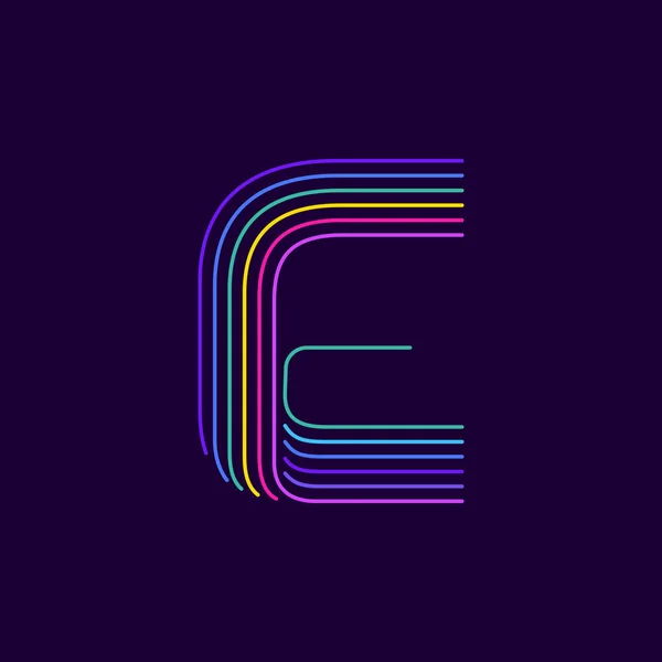 Lettera Logo Stile Neon Luce Sei Linee Sottili Font Colorati — Vettoriale Stock