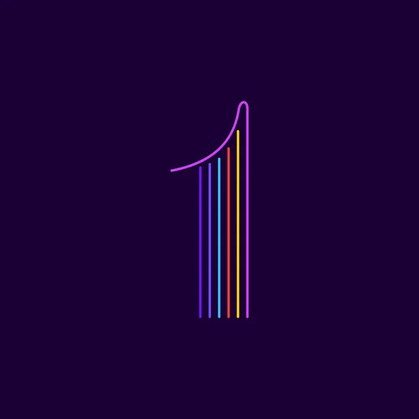 Neonlicht Ist Das Symbol Nummer Eins Sechs Dünne Linien Farbige — Stockvektor