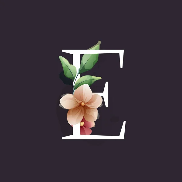 Logotipo Letra Estilo Aquarela Com Flores Folhas Ervas Como Peônias — Vetor de Stock