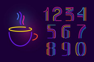 Seri numaraları üç neon çizgiden oluşur. Parlak efektli vektör yazı tipi. Kumarhane kimliği, canlı amblem, satış afişi ve fütüristik posterler için mükemmel.. 