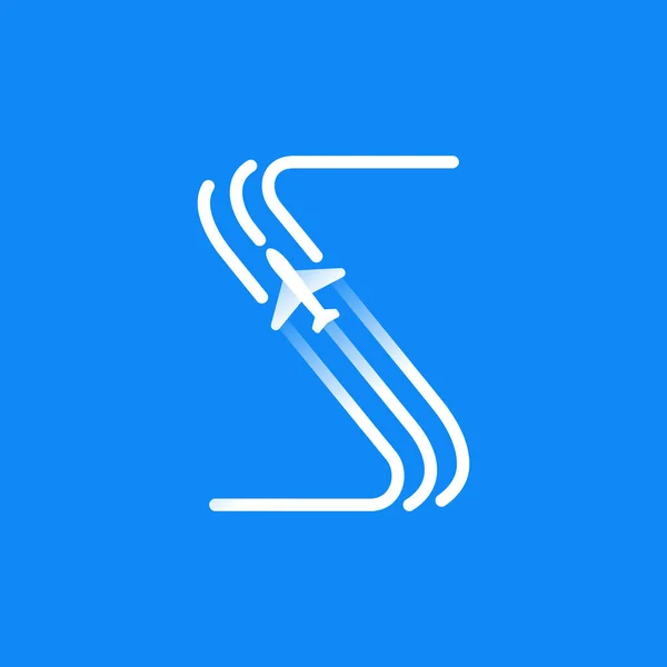 Logotipo Letra Feito Três Linhas Paralelas Com Ícone Avião Emblema —  Vetores de Stock