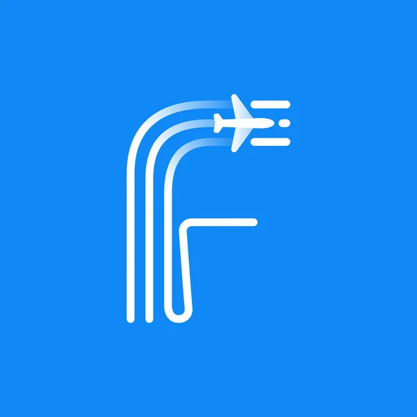 Logotipo Letra Feito Três Linhas Paralelas Com Ícone Avião Emblema — Vetor de Stock