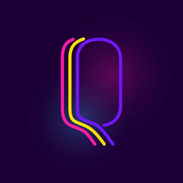 Letter Logo Made Three Neon Lines Vector Font Glowing Effect — Stock Vector