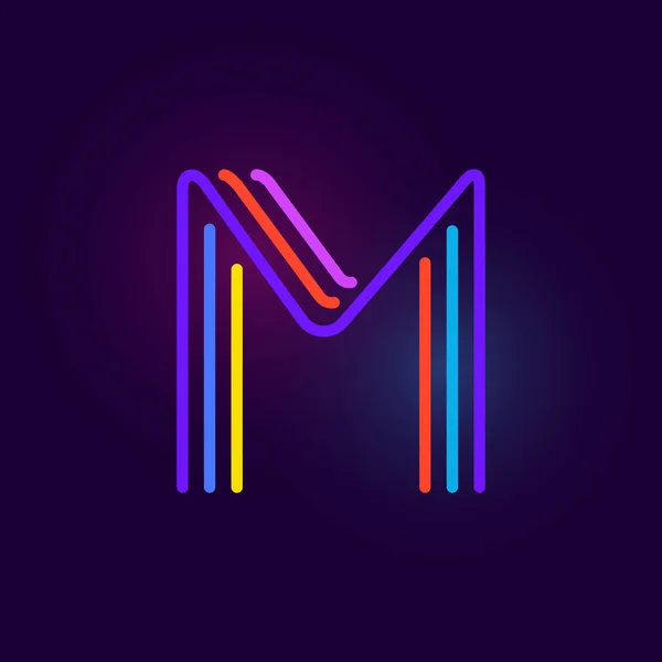 Letter Logo Made Three Neon Lines Vector Font Glowing Effect — Stockvektor