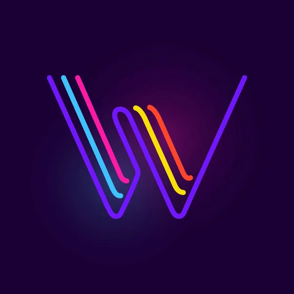 Logo Písmene Skládá Tří Neonových Čar Vektorové Písmo Zářivým Efektem — Stockový vektor