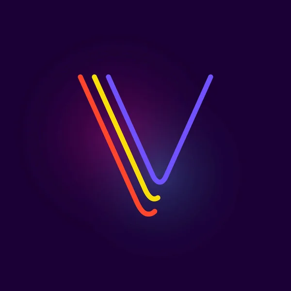 Logotipo Letra Está Hecha Tres Líneas Neón Fuente Vectorial Con — Vector de stock