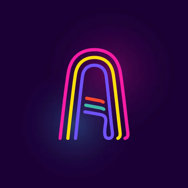 Een Letter Logo Gemaakt Van Drie Neon Lijnen Vectorlettertype Met — Stockvector