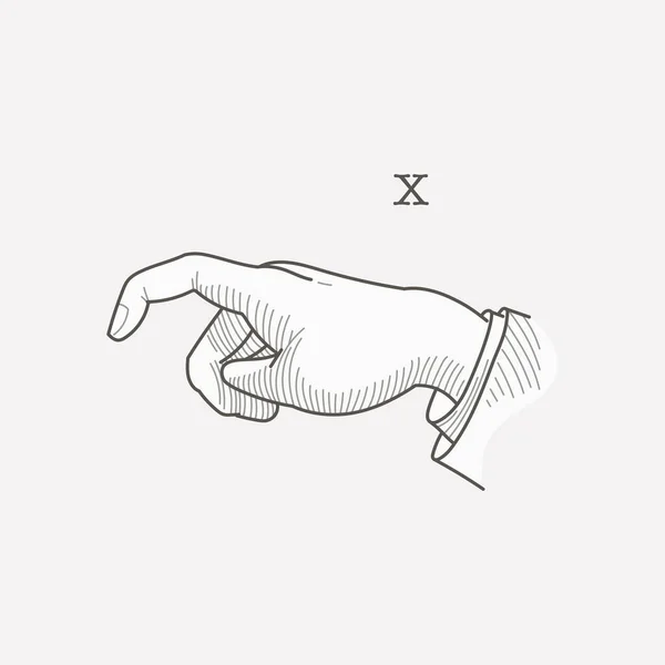 Логотип Букв Алфавите Жестов Глухонемых Рук Ручная Гравировка Вектор Стиля — стоковый вектор