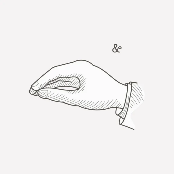 Логотип Амперсанда Алфавите Жестов Глухонемых Рук Ручная Гравировка Вектор Стиля — стоковый вектор