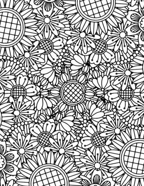 Soyut karalama arkaplanı olan yetişkinler için boyama sayfası. Çiçek Mandala Deseni Renk Sayfası.