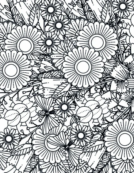 Розмальовка Дорослих Абстрактним Каракулем Квітковий Мандала Візерунок Розмальовка — стокове фото
