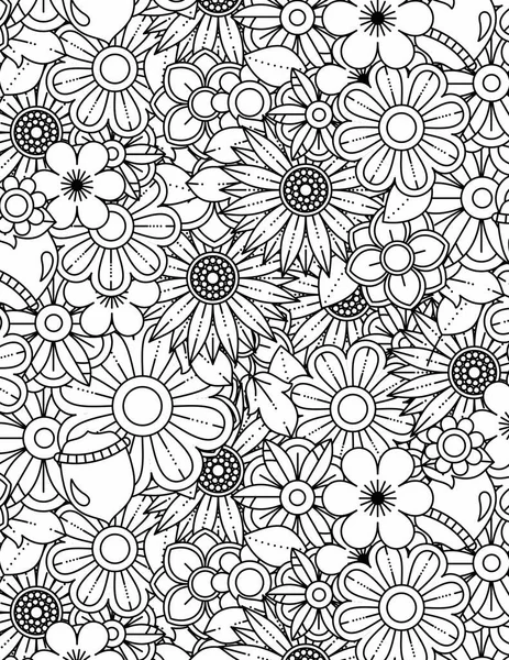 Malvorlage Für Erwachsene Mit Abstraktem Doodle Hintergrund Floral Mandala Pattern — Stockfoto