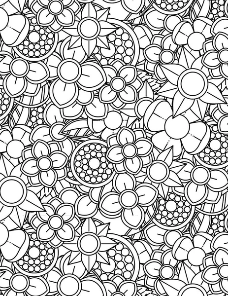 Malvorlage Für Erwachsene Mit Abstraktem Doodle Hintergrund Floral Mandala Pattern — Stockfoto