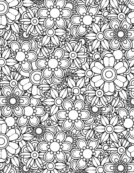 Malvorlage Für Erwachsene Mit Abstraktem Doodle Hintergrund Floral Mandala Pattern — Stockfoto