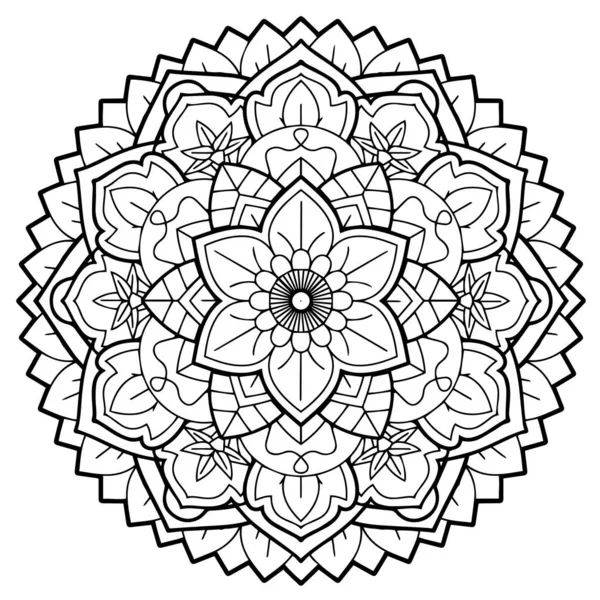 Henna Mehndi 入れ墨 装飾のためのマンダラの形で円形のパターン 民族的な東洋スタイルの装飾品 ぬり絵ページ — ストック写真