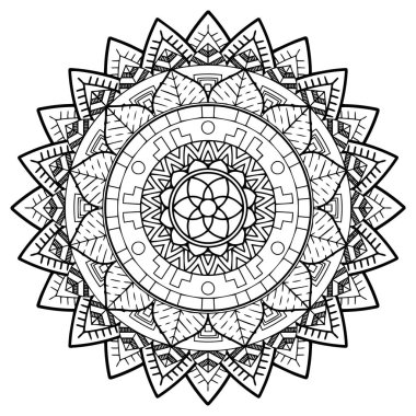 Henna, Mehndi, dövme, dekorasyon için mandala şeklinde dairesel desen. Etnik doğu tarzında dekoratif süs. Boyama kitabı sayfası.