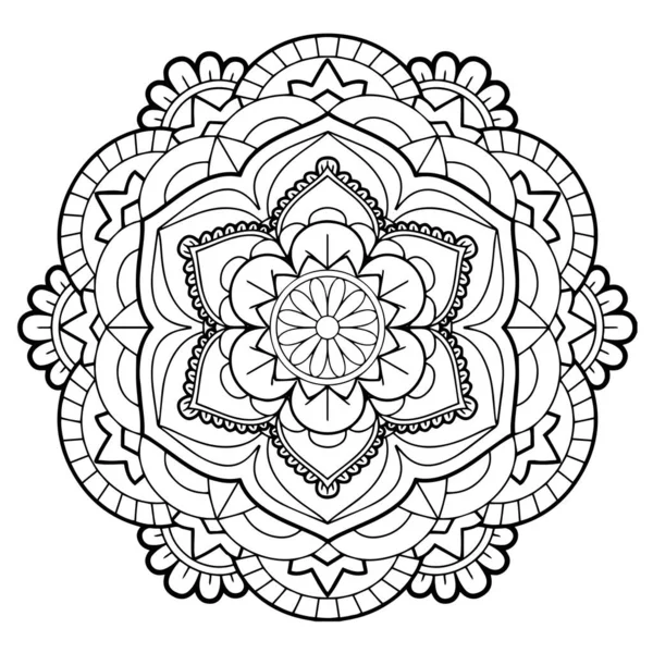 Henna Mehndi 入れ墨 装飾のためのマンダラの形で円形のパターン 民族的な東洋スタイルの装飾品 ぬり絵ページ — ストック写真