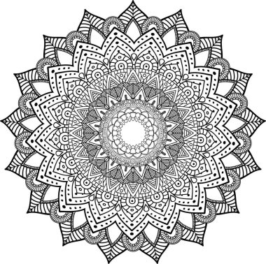 Henna, Mehndi, dövme, dekorasyon için mandala şeklinde dairesel desen. Etnik doğu tarzında dekoratif süs. Boyama kitabı sayfası.