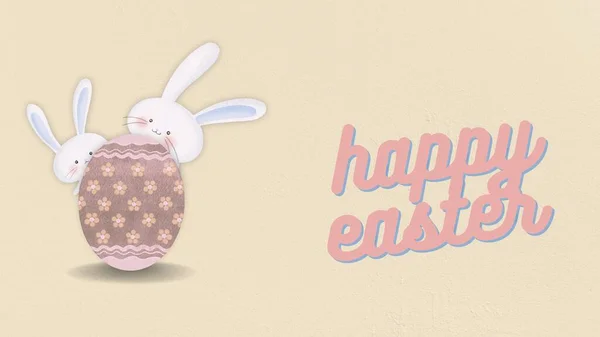 Happy Easter Cute Rabbits Easter Egg — Stock Photo, Image