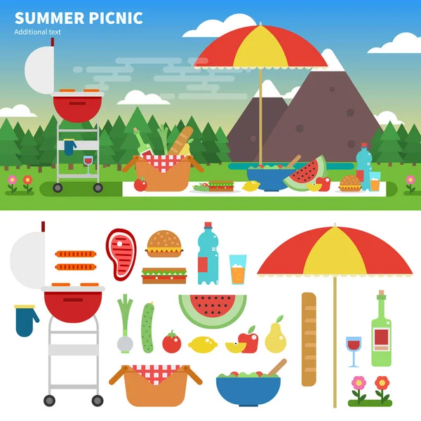 Letní piknik v horách Vektorová Grafika