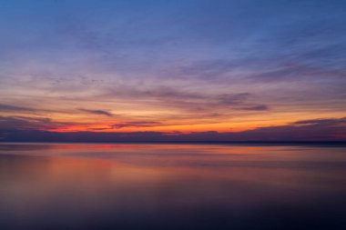 Panoramic view of seascape sunset at the Atlantic Ocean in Woodland State Park, Long Island the USA. High-quality photo