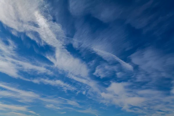 Deep Blue Skies White Clouds Background Space Text Blue Cloudy —  Fotos de Stock