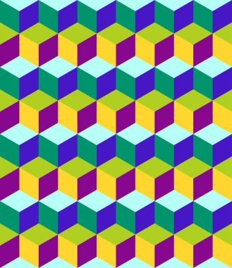 Kusursuz Desensiz Küpler Geometrik Çok Renkli Optik İllüzyon Vektörü