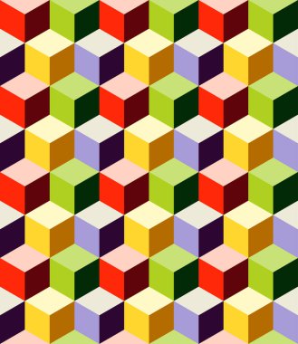 Kusursuz Desensiz Küpler Geometrik Çok Renkli Optik İllüzyon Vektörü