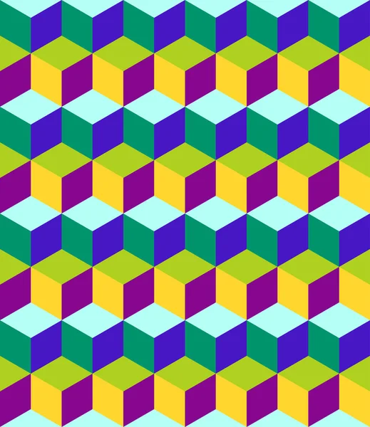 Patrón inconsútil cubos geométrico multicolor óptica ilusión vector — Archivo Imágenes Vectoriales